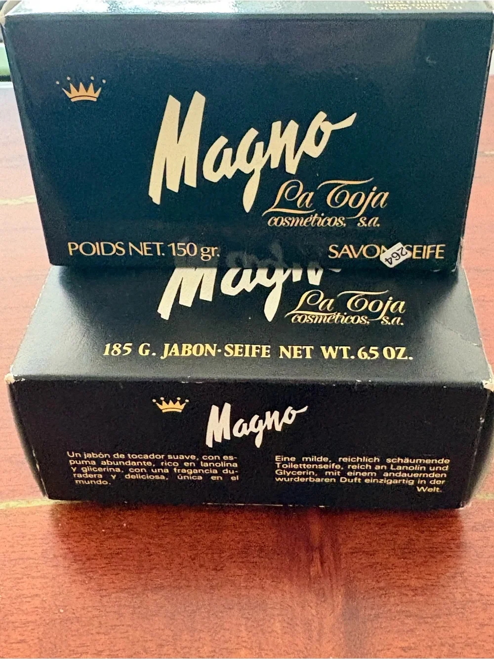Vtg ‘70s Magno Soap La Toja  black glycerin bar soap l2 (150g & 185g) NOS Spain
